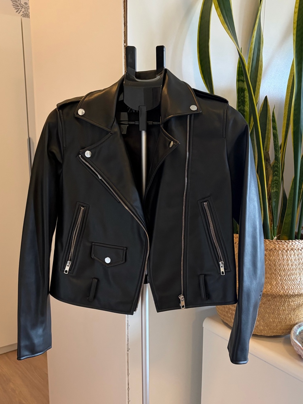 Zara Black Leather Moto Jacket